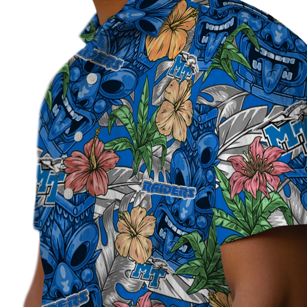 Middle Tennessee Blue Raiders Hawaiian Shirt - Hibiscus Tiki Jungle | Hula Hawaiian Shirts