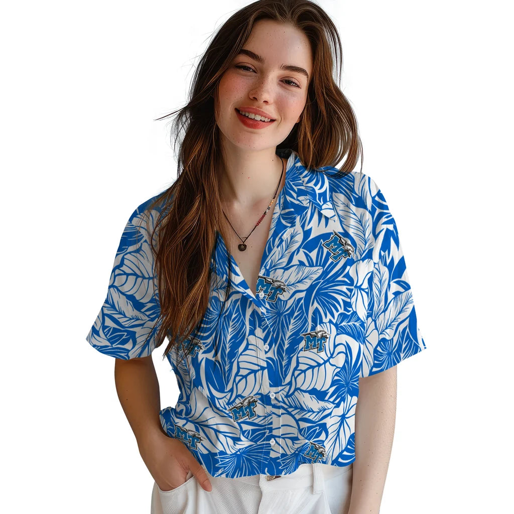Middle Tennessee Blue Raiders Hawaiian Shirt - Monstera Layer | Hula Hawaiian Shirts