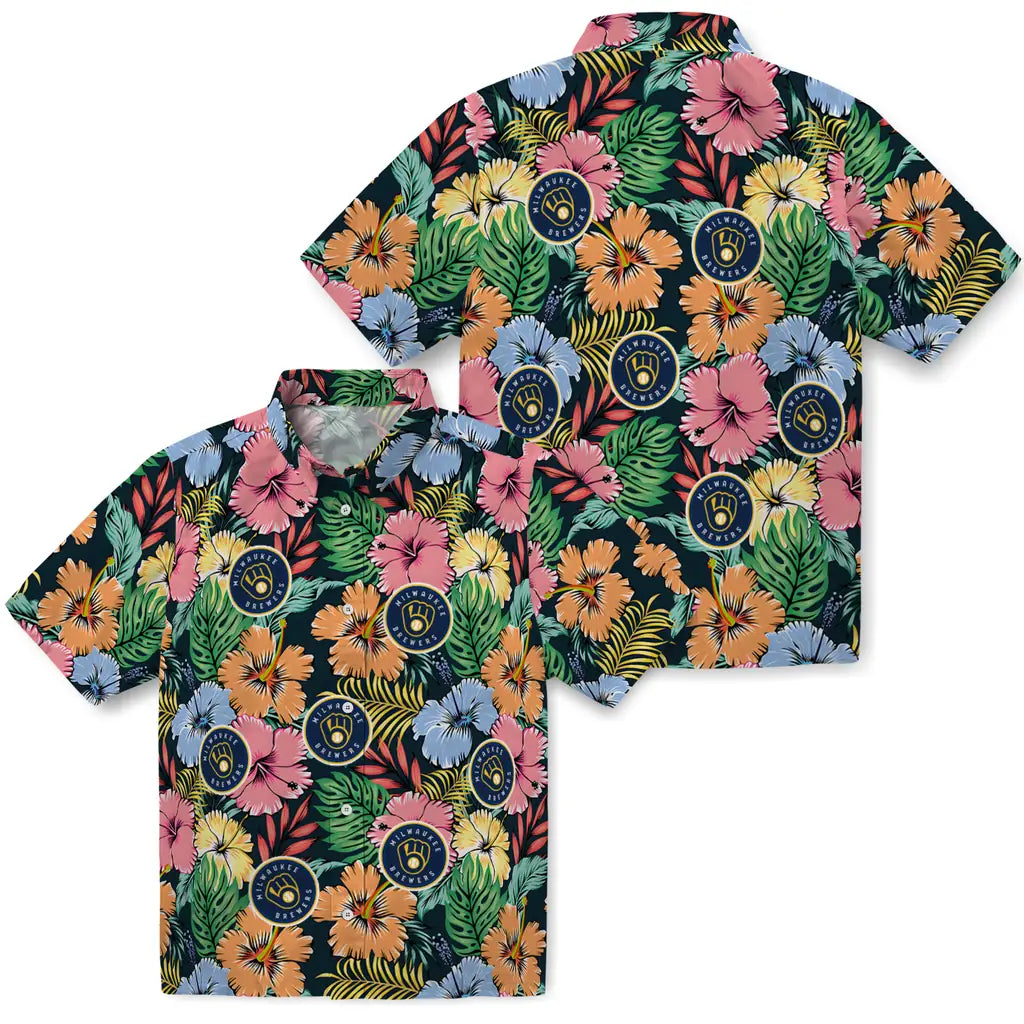 Milwaukee Brewers Hawaiian Shirt - Brilliant Hibiscus Garden | Hula Hawaiian Shirts