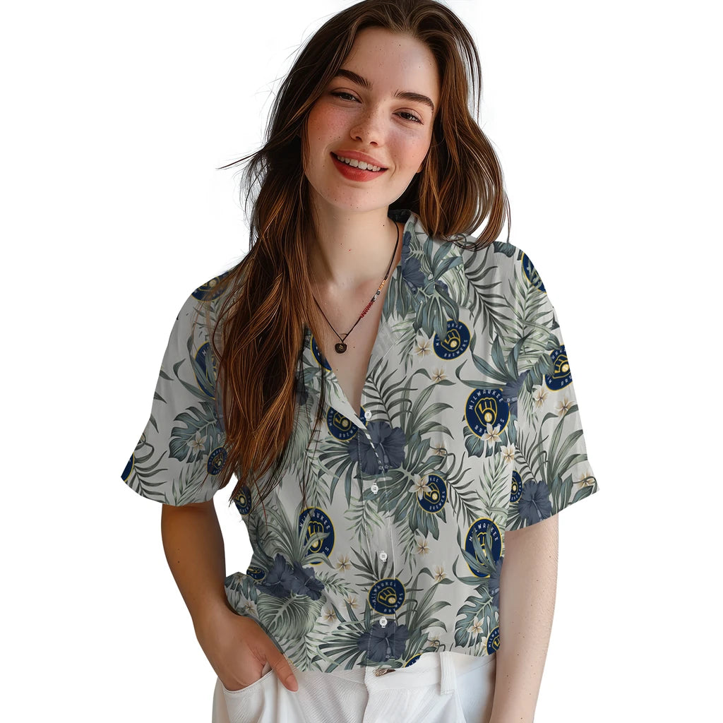 Milwaukee Brewers Hawaiian Shirt - Hibiscus Designs | Hula Hawaiian Shirts