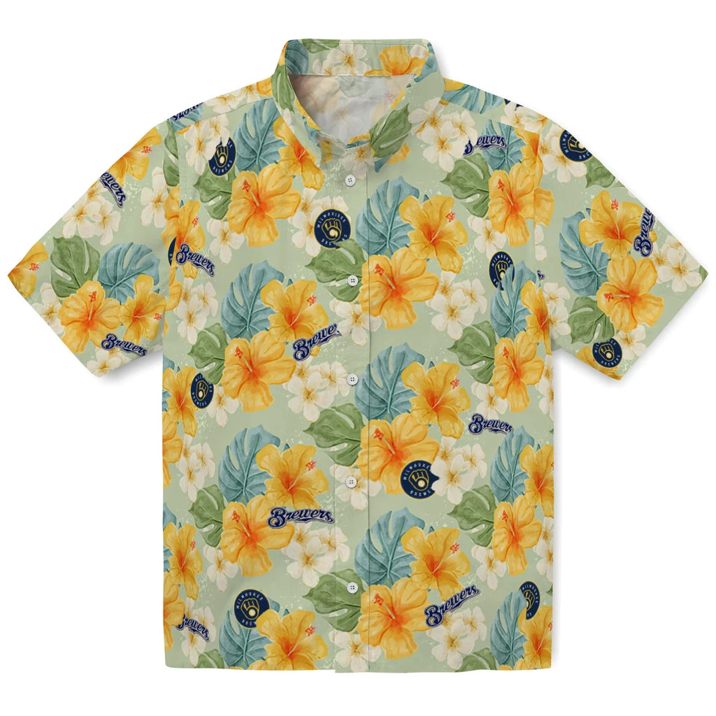 Milwaukee Brewers Hawaiian Shirt - Hibiscus Mood | Hula Hawaiian Shirts