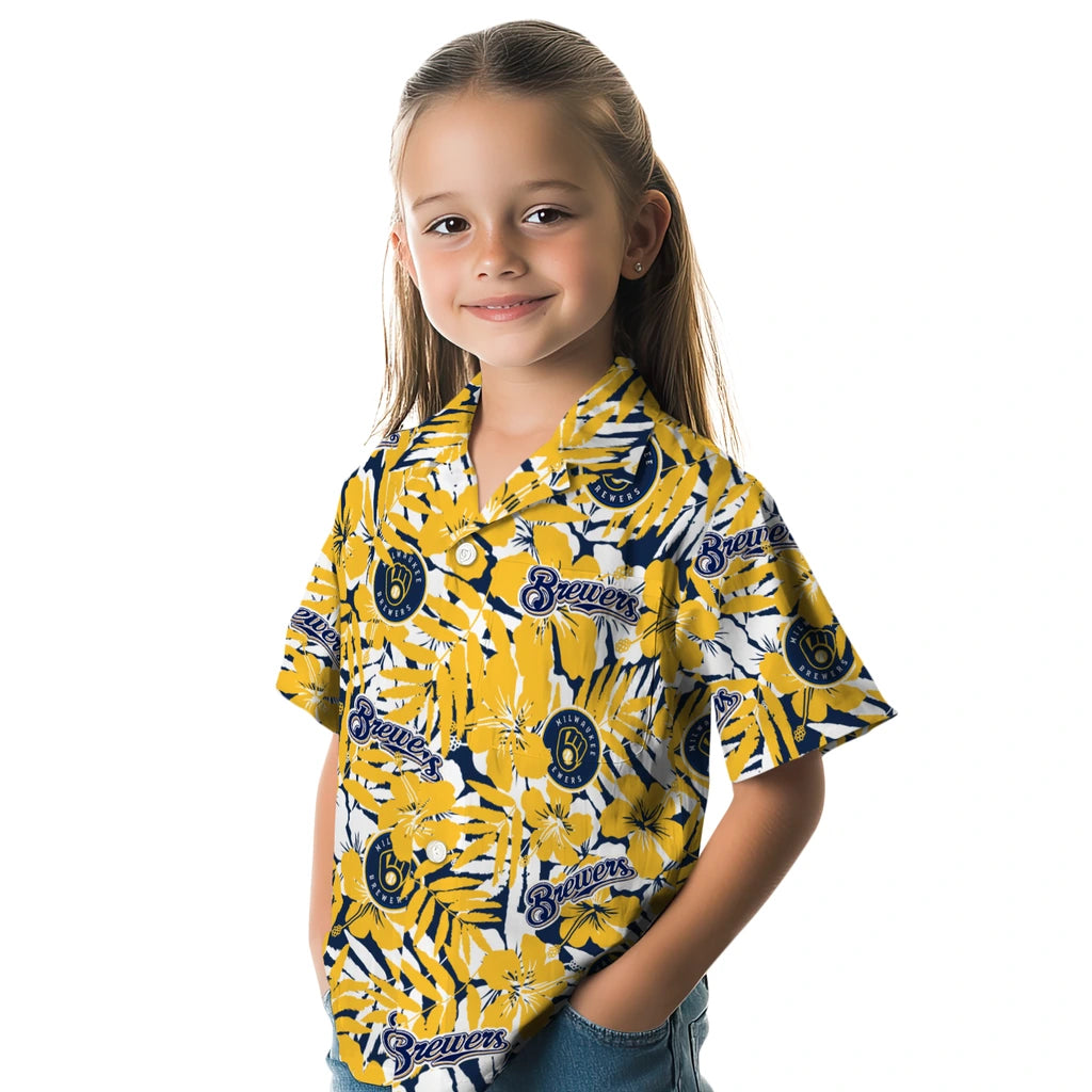 Milwaukee Brewers Hawaiian Shirt - Hibiscus Overlay | Hula Hawaiian Shirts