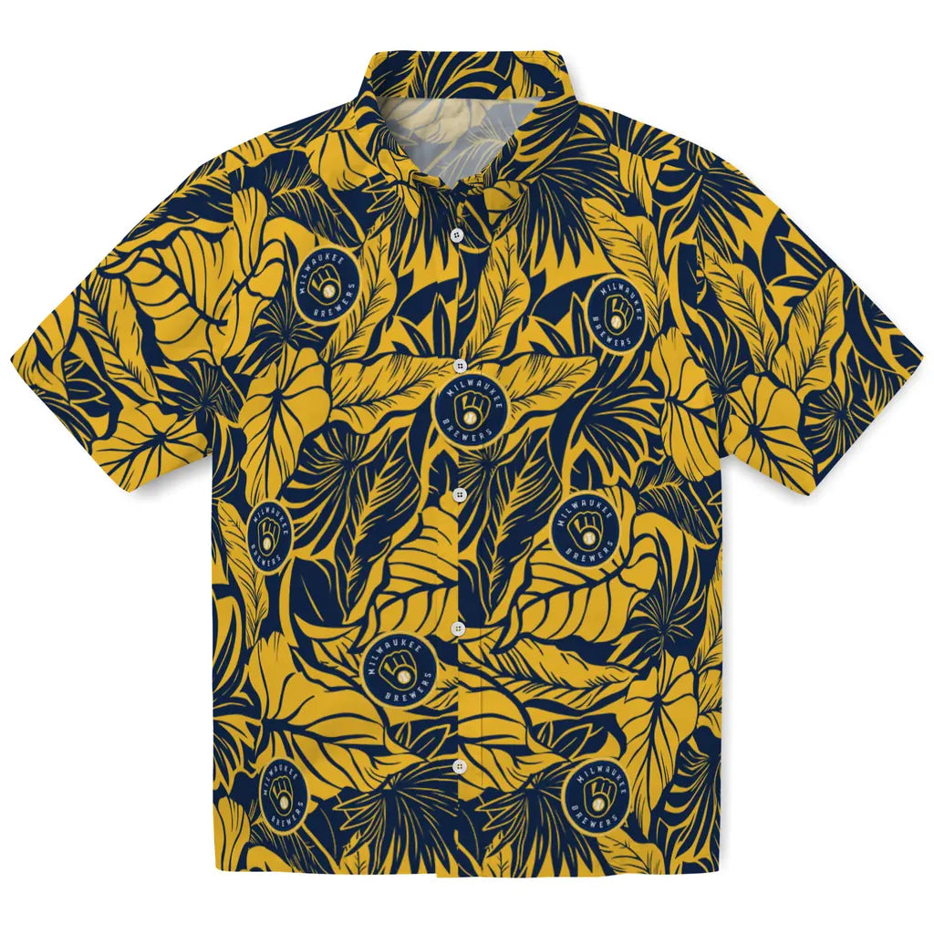 Milwaukee Brewers Hawaiian Shirt - Monstera Layer | Hula Hawaiian Shirts