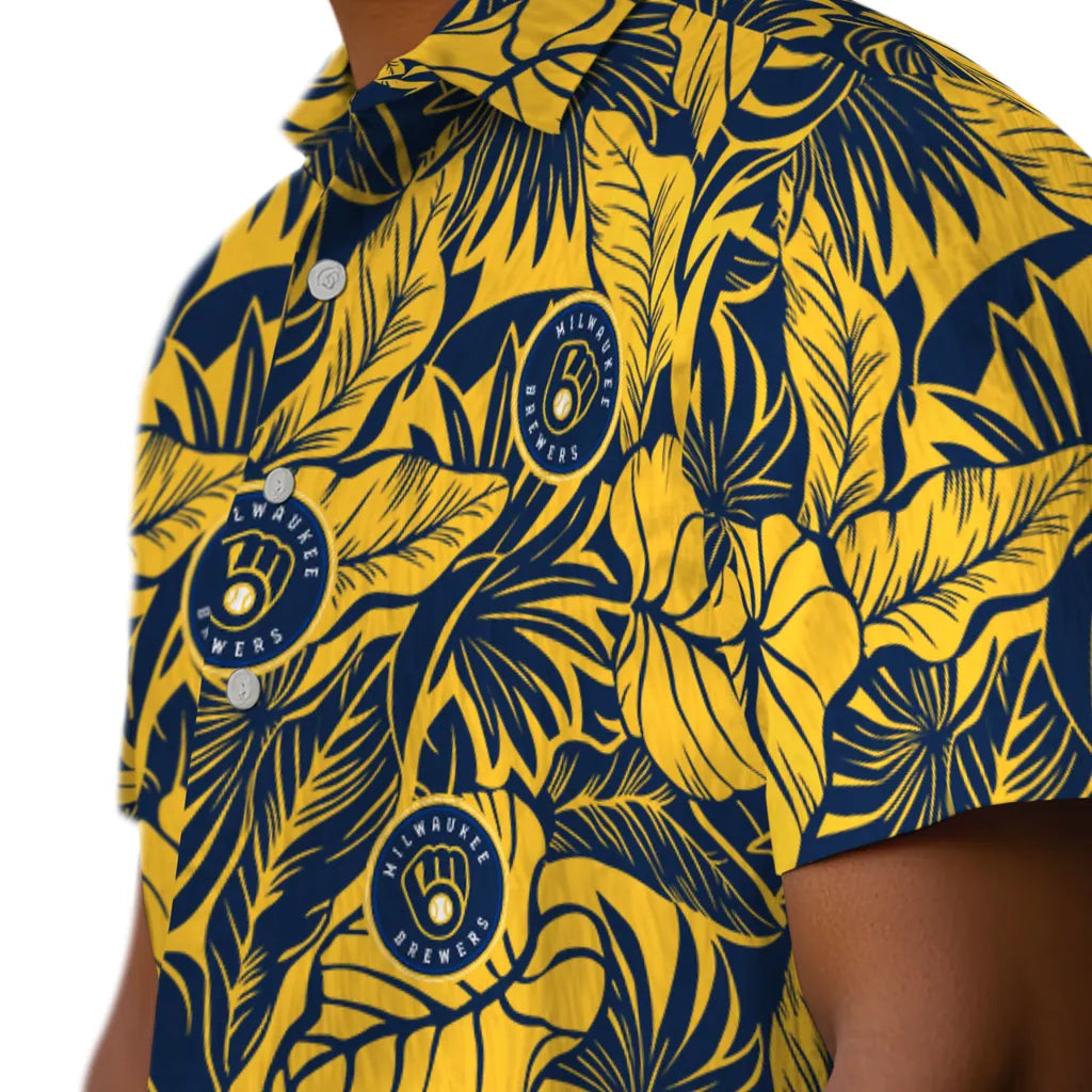 Milwaukee Brewers Hawaiian Shirt - Monstera Layer | Hula Hawaiian Shirts