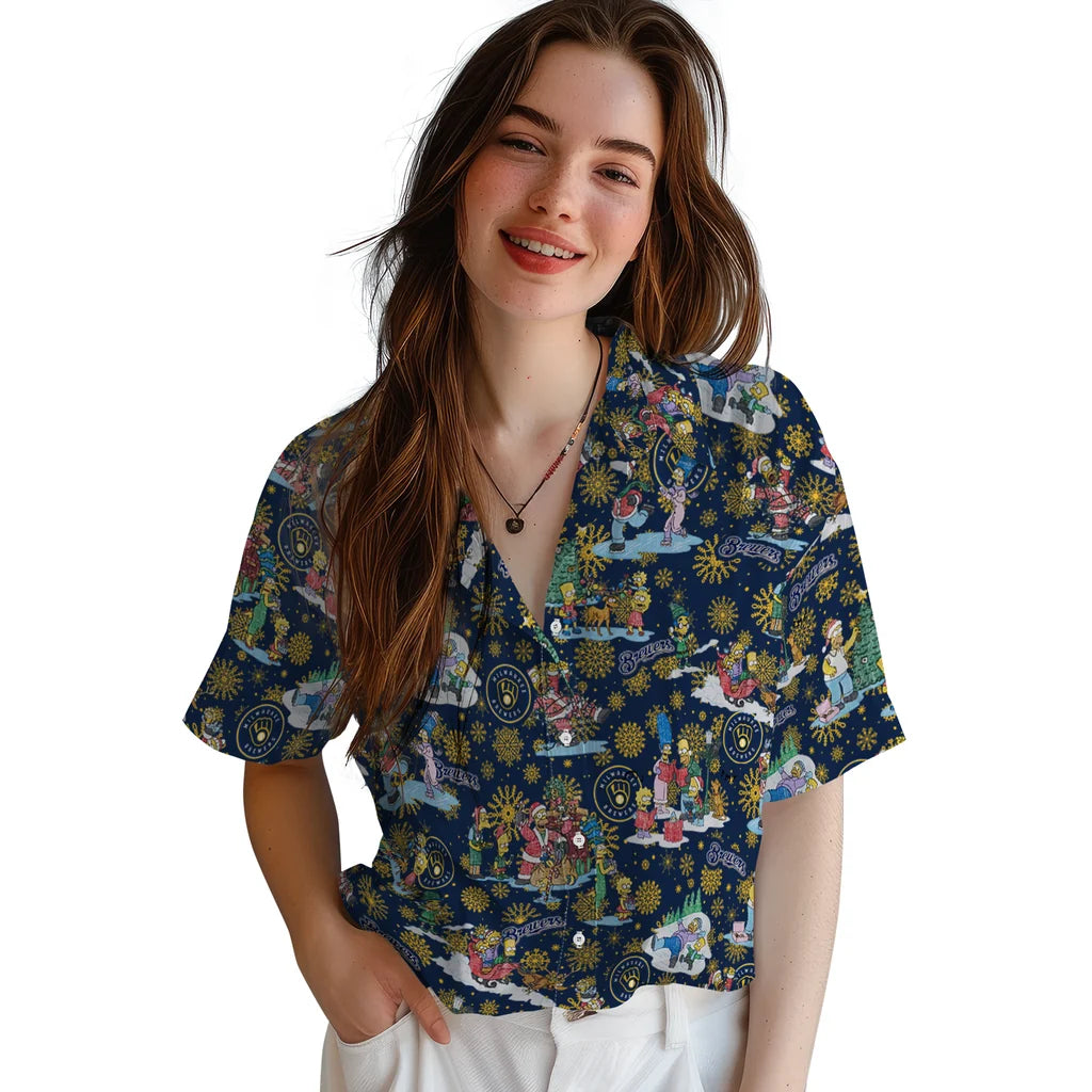 Milwaukee Brewers Hawaiian Shirt - Simpsons Christmas | Hula Hawaiian Shirts