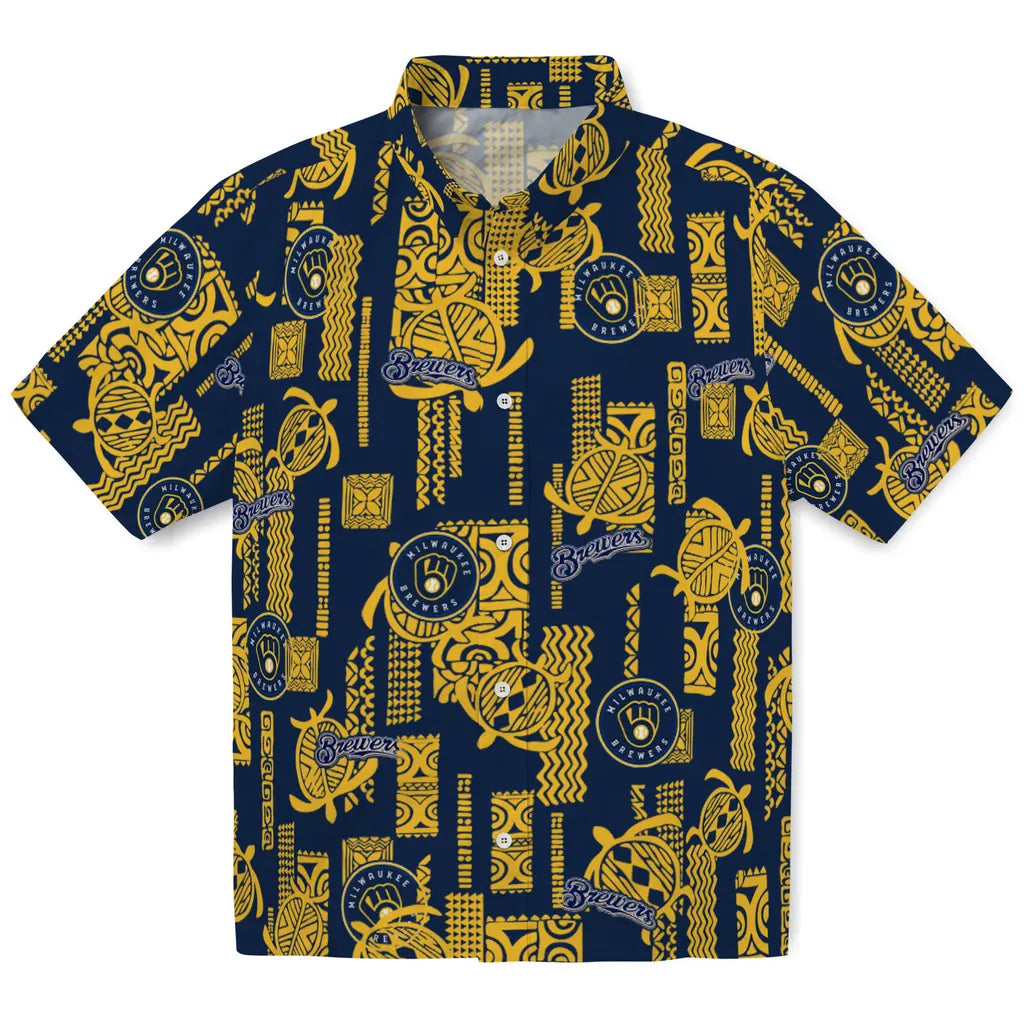 Milwaukee Brewers Hawaiian Shirt - Turtle Lines | Hula Hawaiian Shirts