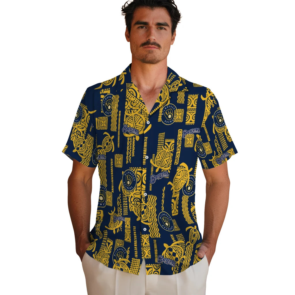 Milwaukee Brewers Hawaiian Shirt - Turtle Lines | Hula Hawaiian Shirts