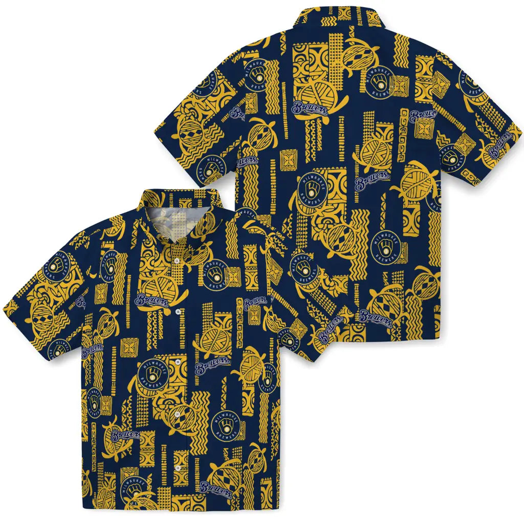Milwaukee Brewers Hawaiian Shirt - Turtle Lines | Hula Hawaiian Shirts