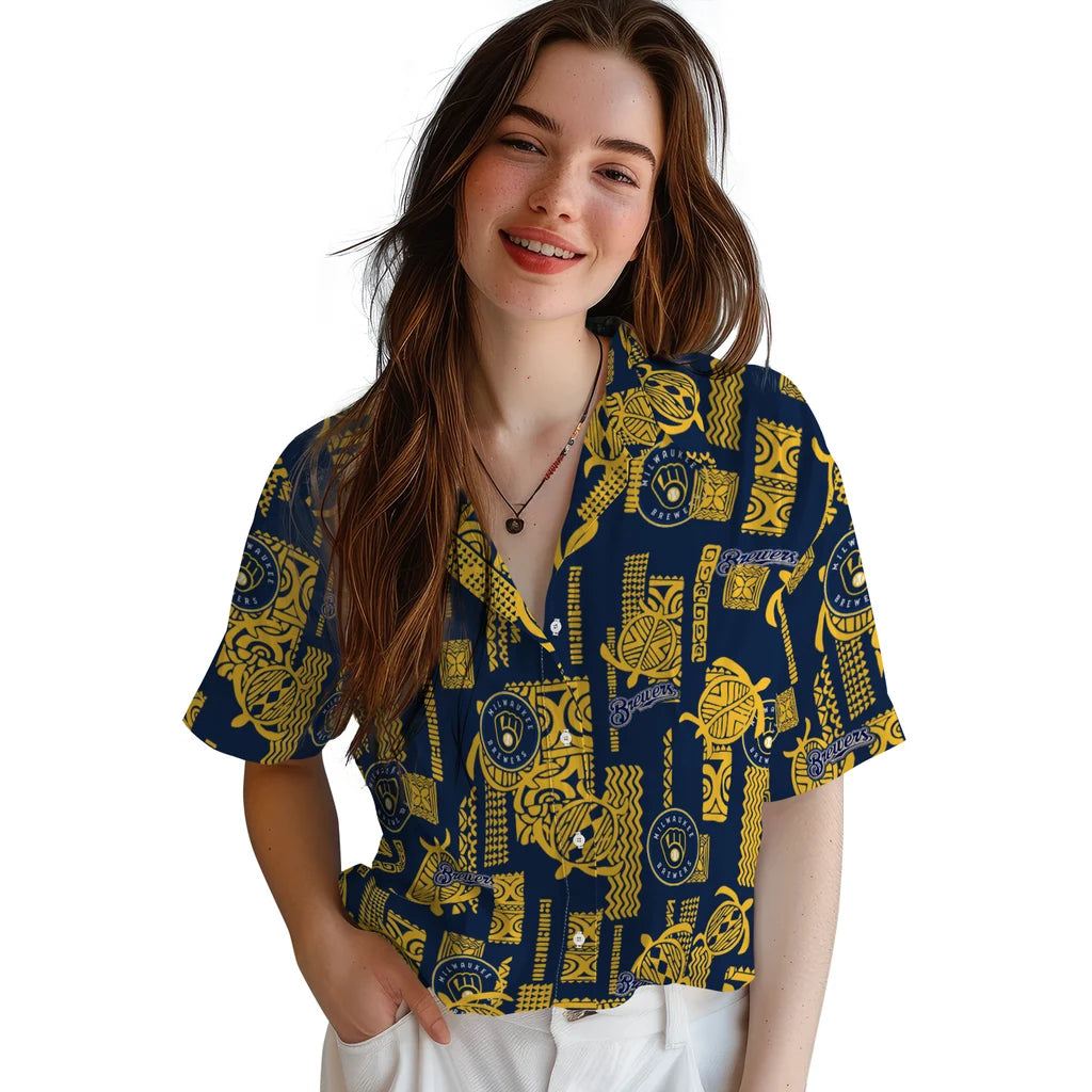 Milwaukee Brewers Hawaiian Shirt - Turtle Lines | Hula Hawaiian Shirts