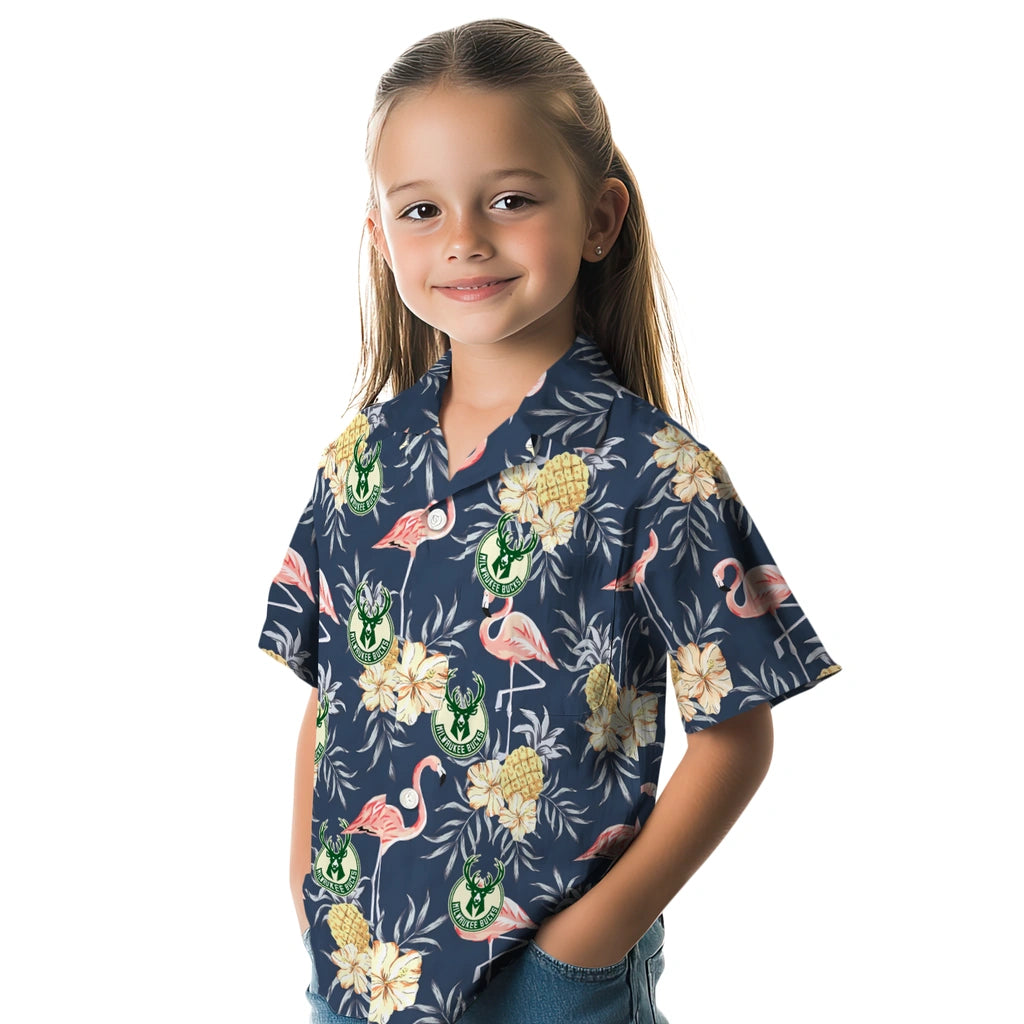 Milwaukee Bucks Hawaiian Shirt - Flamingo Hibiscus | Hula Hawaiian Shirts