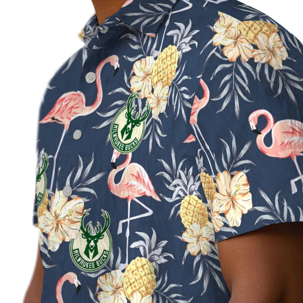 Milwaukee Bucks Hawaiian Shirt - Flamingo Hibiscus | Hula Hawaiian Shirts
