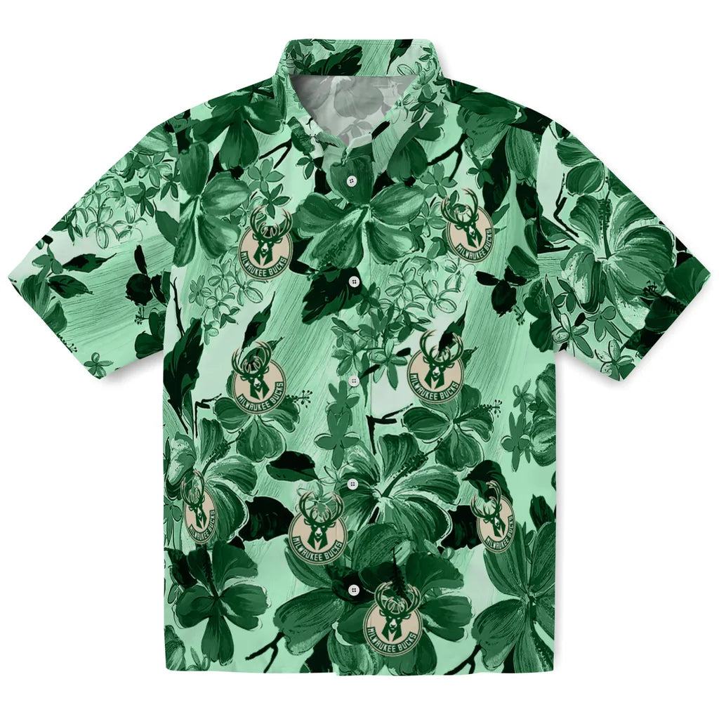 Milwaukee Bucks Hawaiian Shirt - Hibiscus Arrangement | Hula Hawaiian Shirts