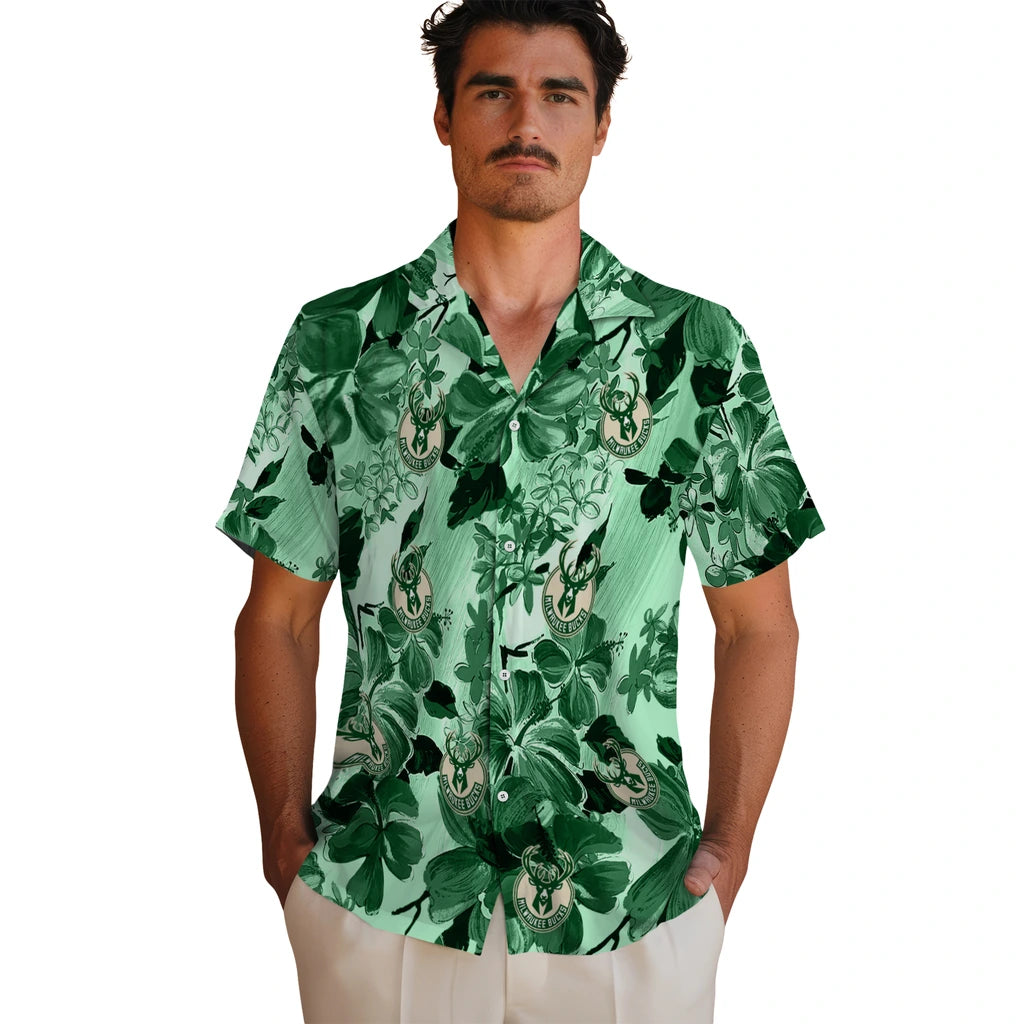 Milwaukee Bucks Hawaiian Shirt - Hibiscus Arrangement | Hula Hawaiian Shirts