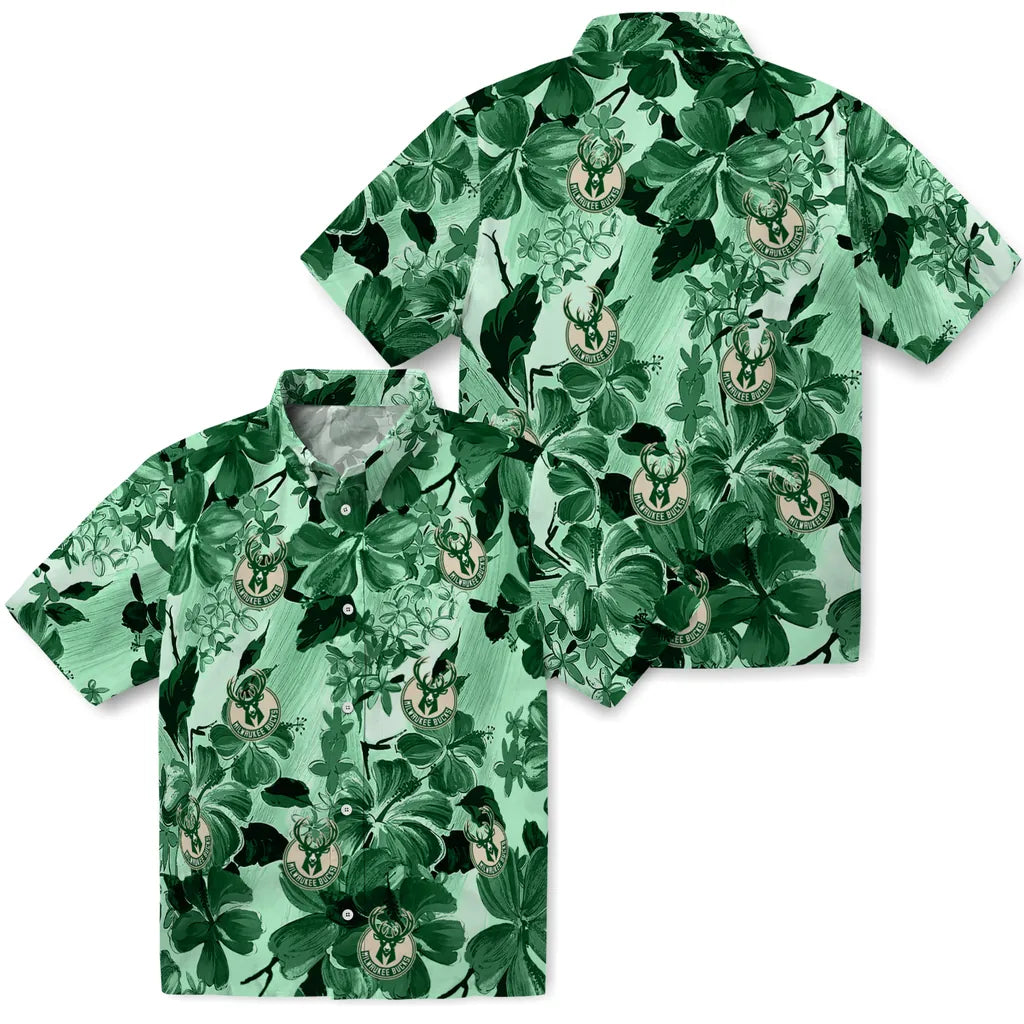 Milwaukee Bucks Hawaiian Shirt - Hibiscus Arrangement | Hula Hawaiian Shirts