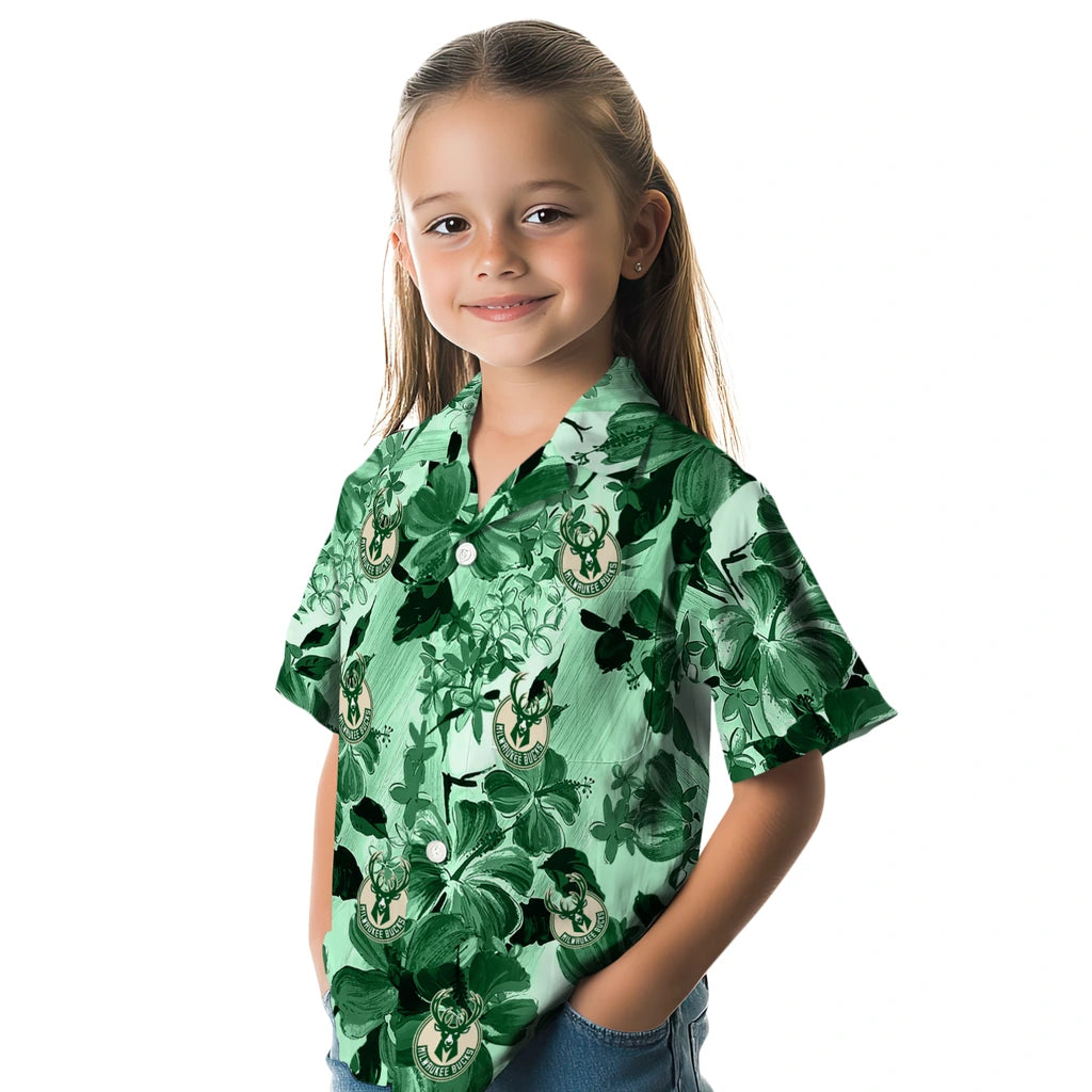 Milwaukee Bucks Hawaiian Shirt - Hibiscus Arrangement | Hula Hawaiian Shirts