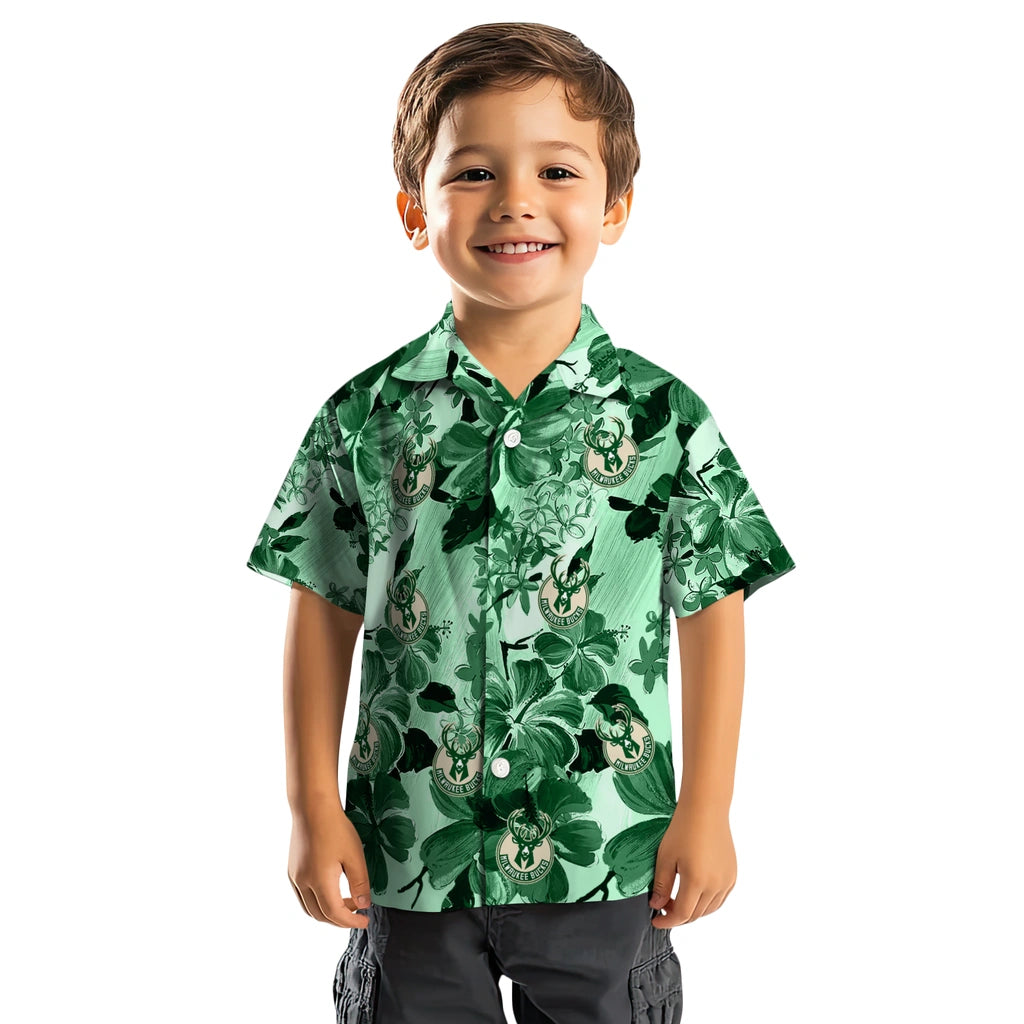 Milwaukee Bucks Hawaiian Shirt - Hibiscus Arrangement | Hula Hawaiian Shirts