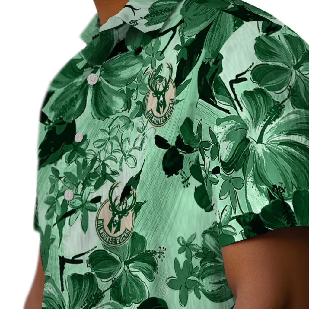 Milwaukee Bucks Hawaiian Shirt - Hibiscus Arrangement | Hula Hawaiian Shirts