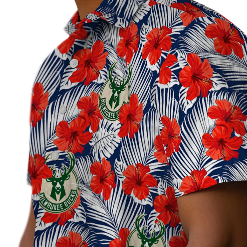 Milwaukee Bucks Hawaiian Shirt - Hibiscus Fiesta | Hula Hawaiian Shirts