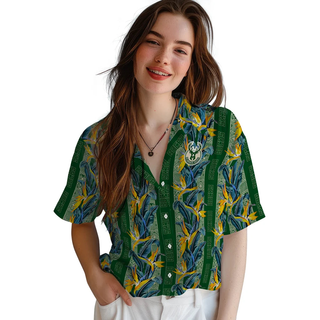 Milwaukee Bucks Hawaiian Shirt - Paradise Vines | Hula Hawaiian Shirts