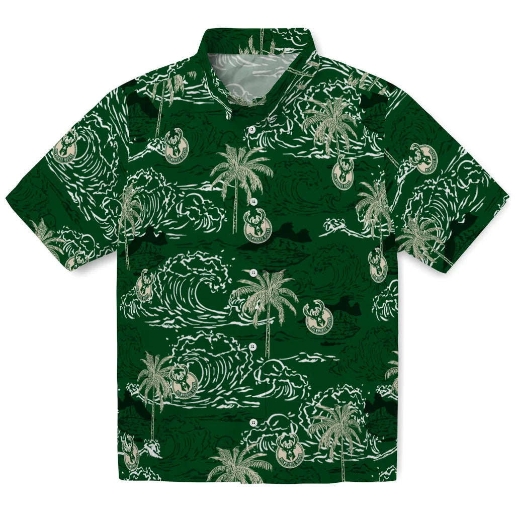 Milwaukee Bucks Hawaiian Shirt - Wave Palm | Hula Hawaiian Shirts