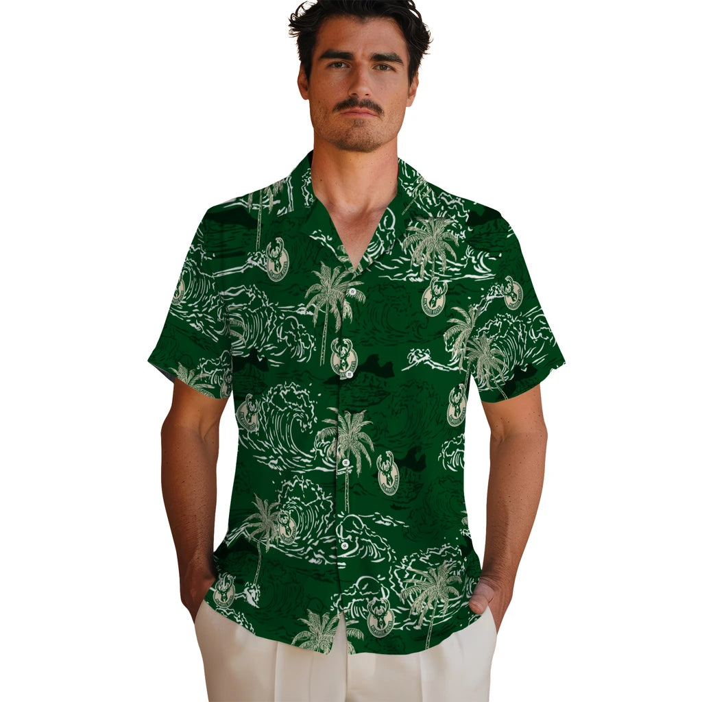 Milwaukee Bucks Hawaiian Shirt - Wave Palm | Hula Hawaiian Shirts