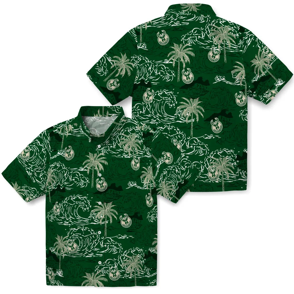 Milwaukee Bucks Hawaiian Shirt - Wave Palm | Hula Hawaiian Shirts
