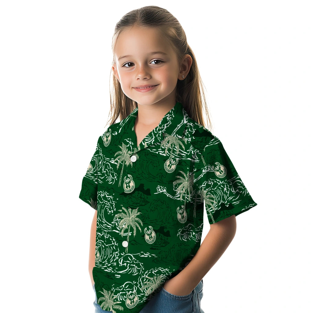 Milwaukee Bucks Hawaiian Shirt - Wave Palm | Hula Hawaiian Shirts