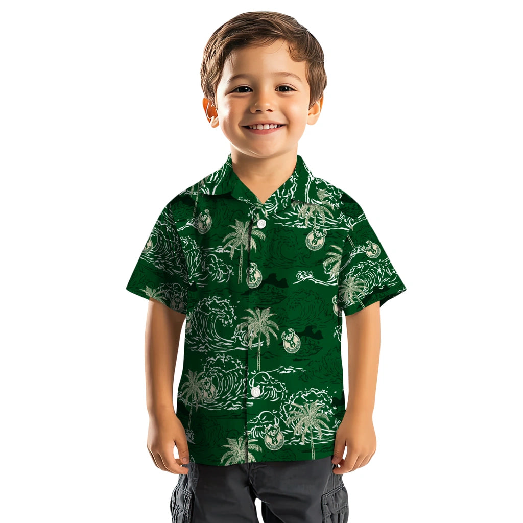 Milwaukee Bucks Hawaiian Shirt - Wave Palm | Hula Hawaiian Shirts