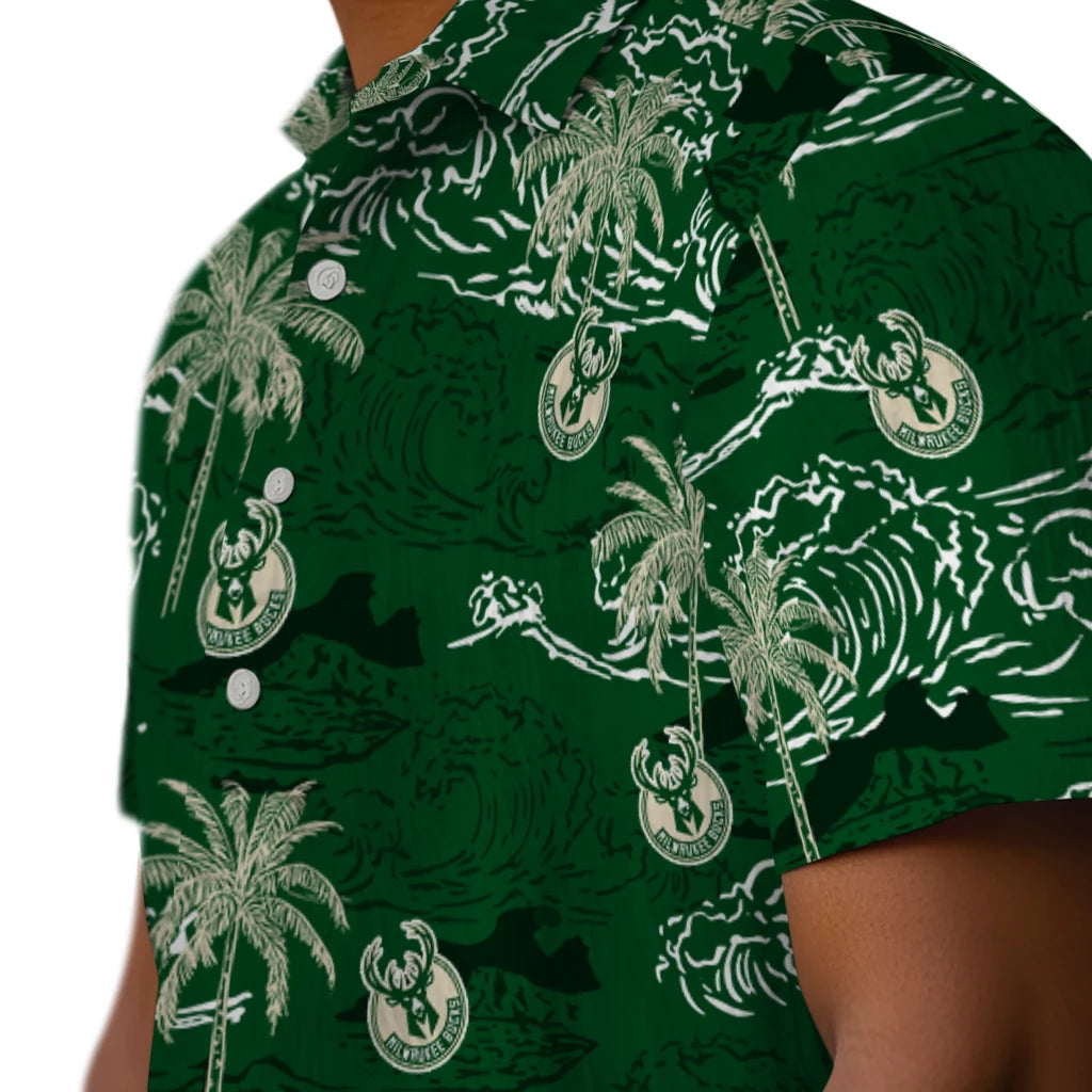 Milwaukee Bucks Hawaiian Shirt - Wave Palm | Hula Hawaiian Shirts