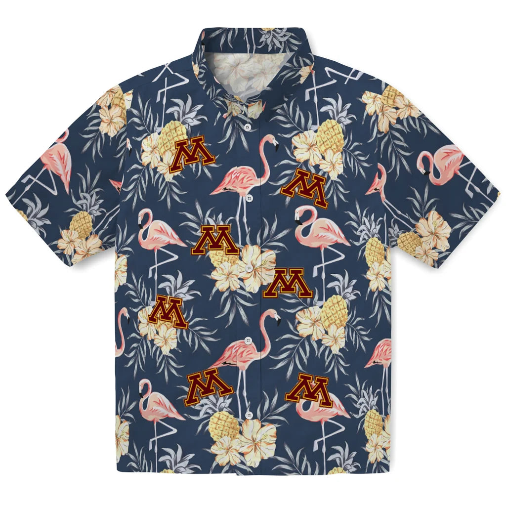 Minnesota Golden Gophers Hawaiian Shirt - Flamingo Hibiscus | Hula Hawaiian Shirts