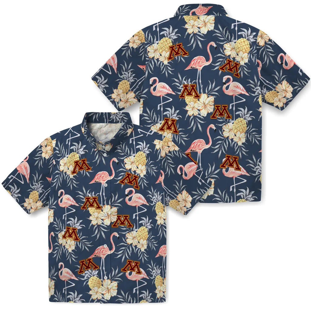 Minnesota Golden Gophers Hawaiian Shirt - Flamingo Hibiscus | Hula Hawaiian Shirts