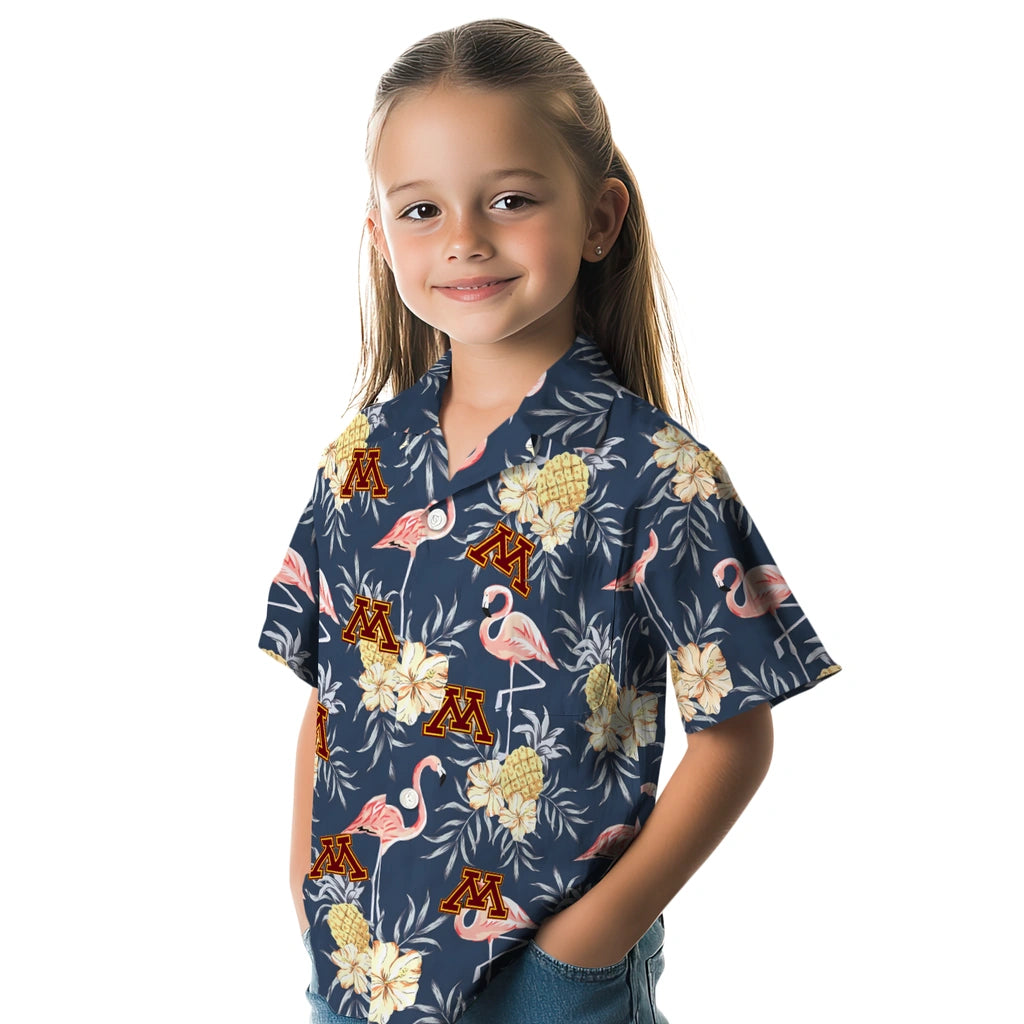 Minnesota Golden Gophers Hawaiian Shirt - Flamingo Hibiscus | Hula Hawaiian Shirts