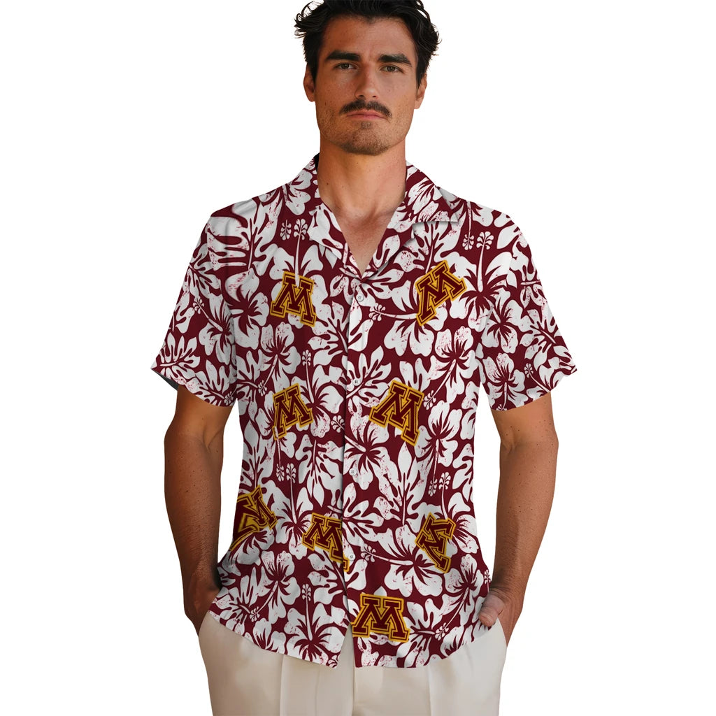 Minnesota Golden Gophers Hawaiian Shirt - Hibiscus Motif | Hula Hawaiian Shirts