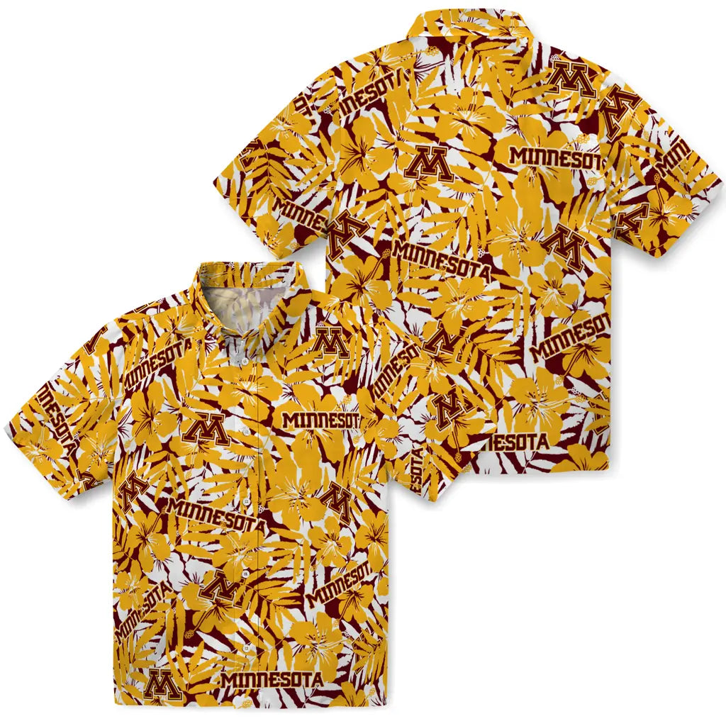 Minnesota Golden Gophers Hawaiian Shirt - Hibiscus Overlay | Hula Hawaiian Shirts