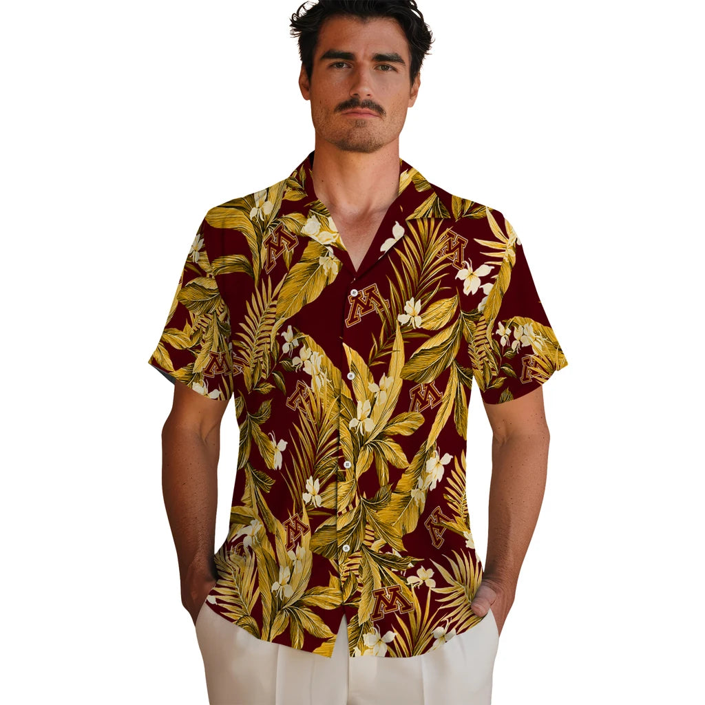 Minnesota Golden Gophers Hawaiian Shirt - Palm Leaves | Hula Hawaiian Shirts