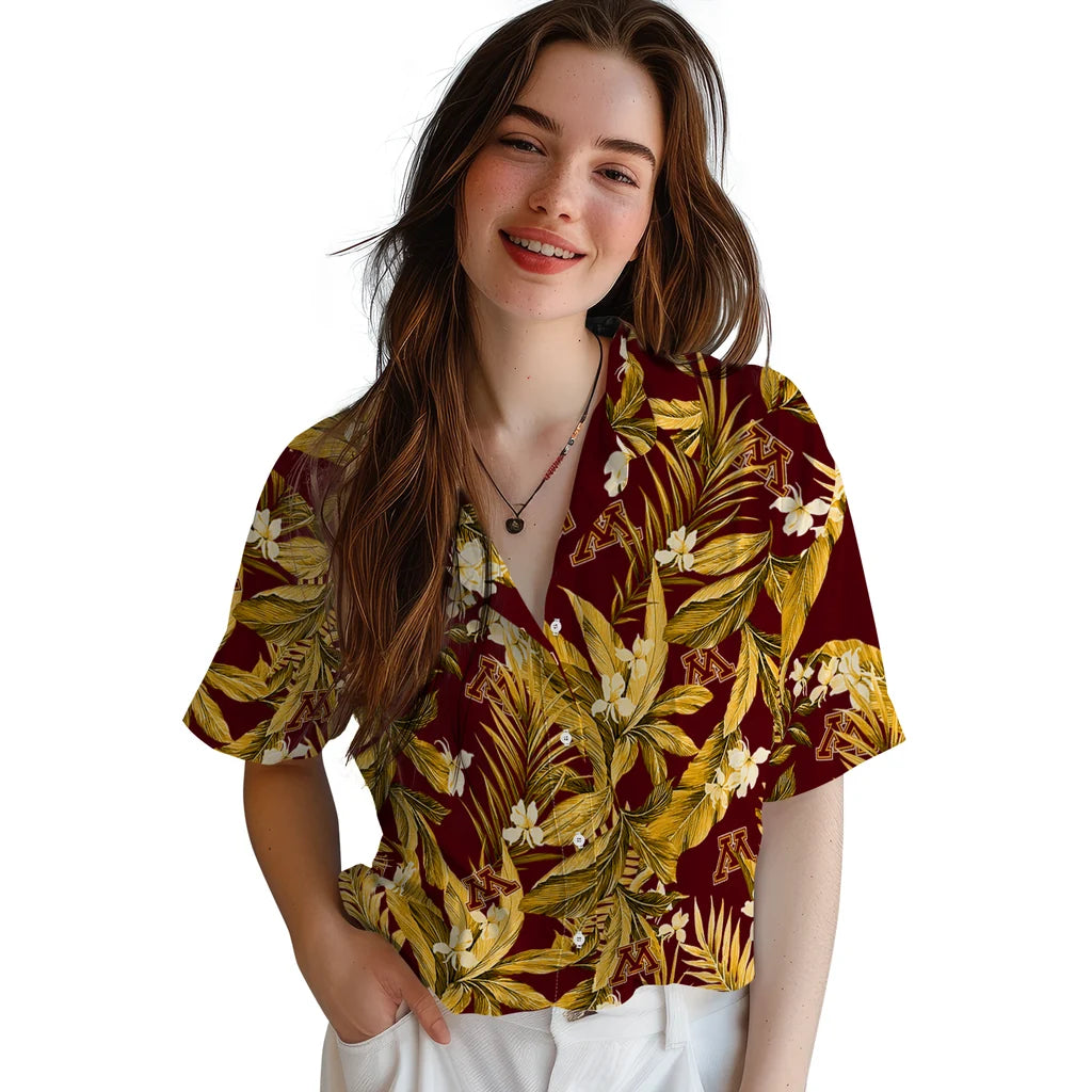 Minnesota Golden Gophers Hawaiian Shirt - Palm Leaves | Hula Hawaiian Shirts