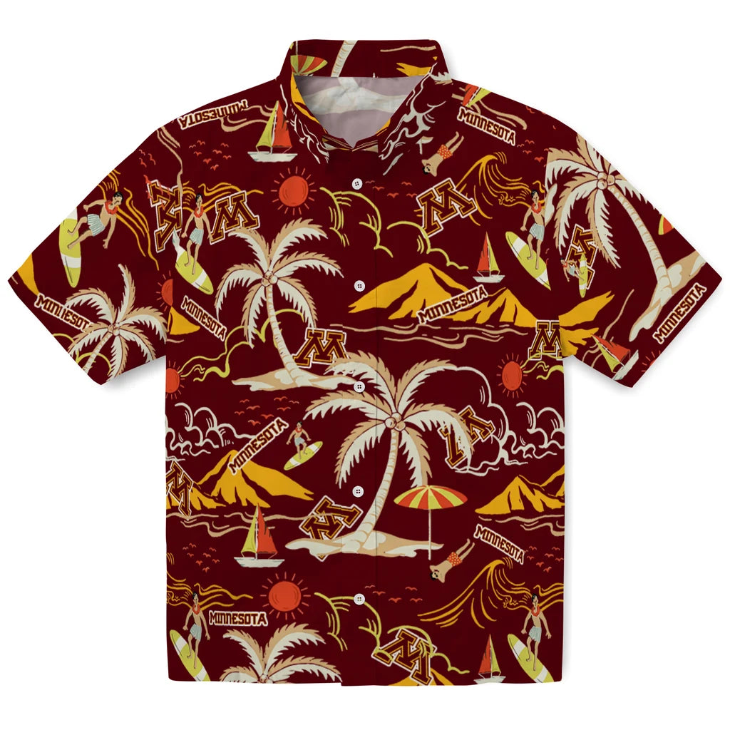 Minnesota Golden Gophers Hawaiian Shirt - Palm Tree Island | Hula Hawaiian Shirts