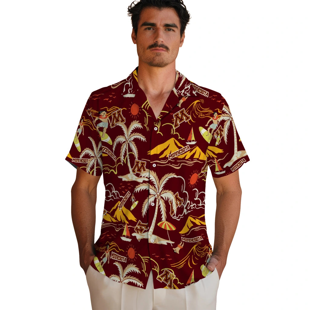 Minnesota Golden Gophers Hawaiian Shirt - Palm Tree Island | Hula Hawaiian Shirts