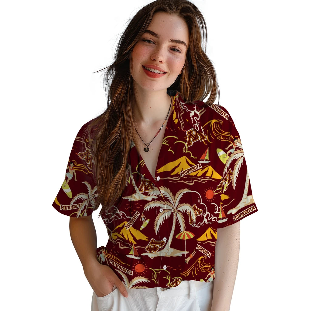 Minnesota Golden Gophers Hawaiian Shirt - Palm Tree Island | Hula Hawaiian Shirts