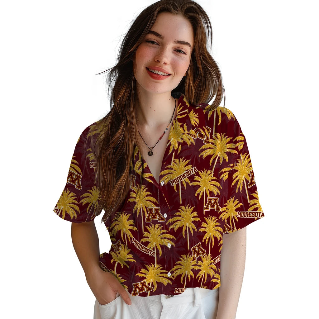 Minnesota Golden Gophers Hawaiian Shirt - Palm Tree Motif | Hula Hawaiian Shirts