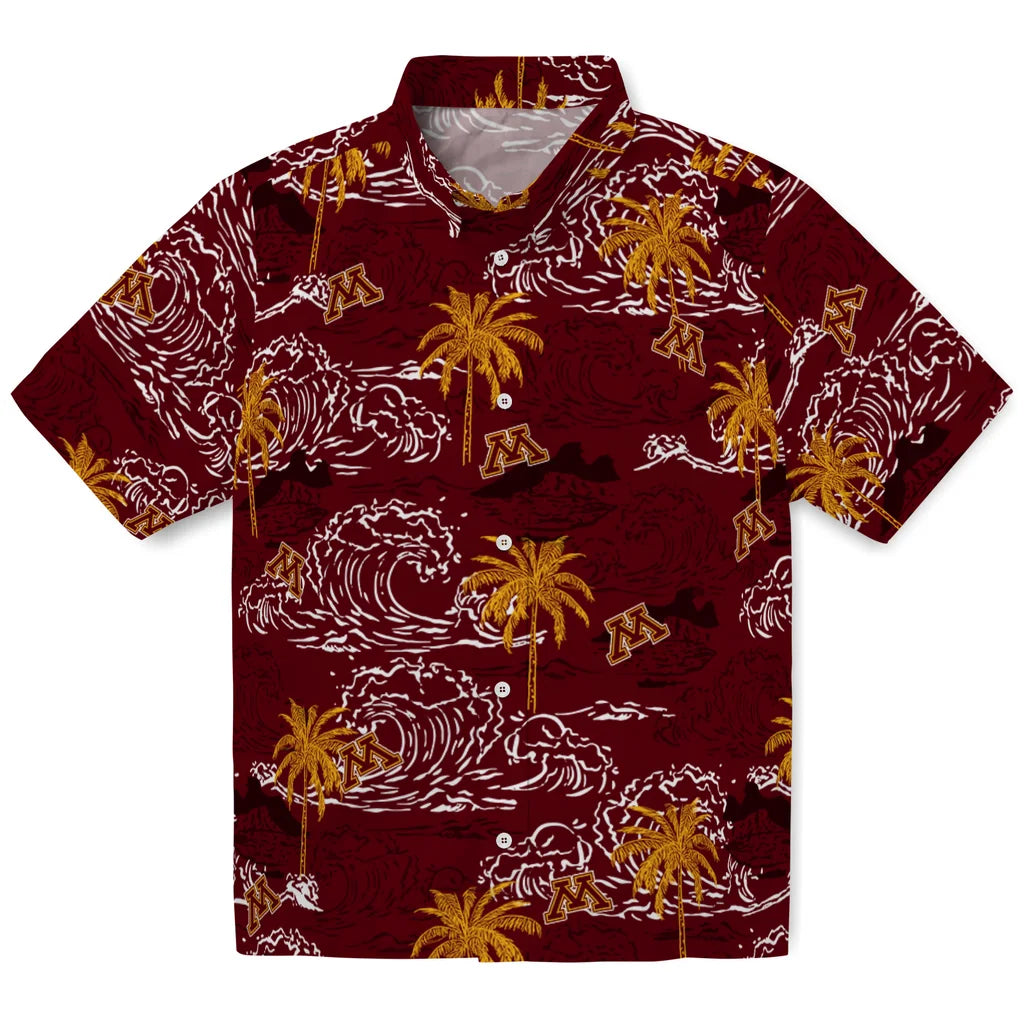 Minnesota Golden Gophers Hawaiian Shirt - Wave Palm | Hula Hawaiian Shirts