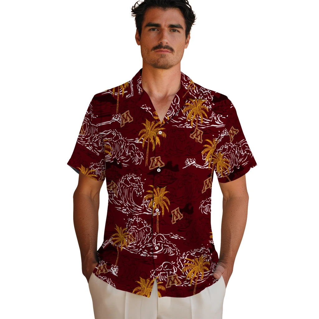 Minnesota Golden Gophers Hawaiian Shirt - Wave Palm | Hula Hawaiian Shirts