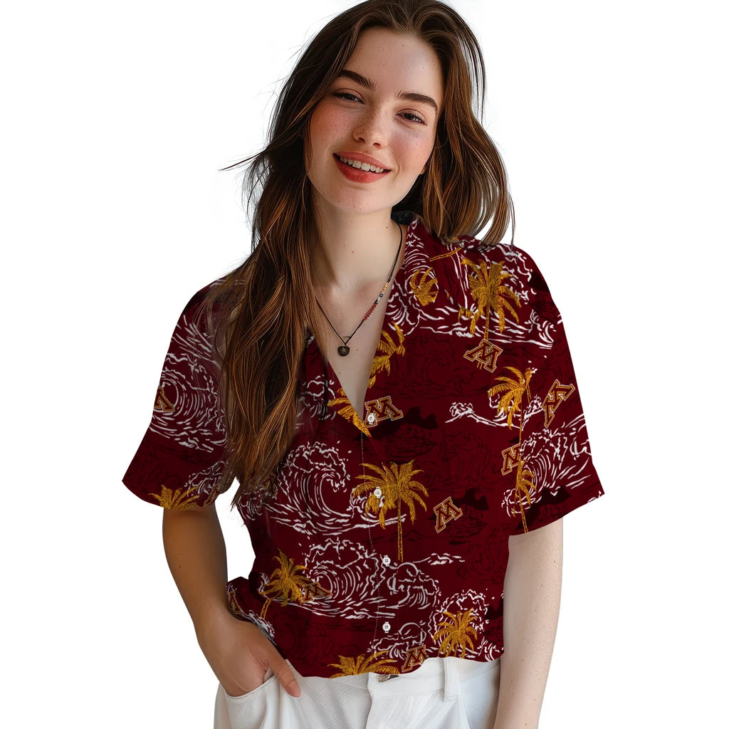 Minnesota Golden Gophers Hawaiian Shirt - Wave Palm | Hula Hawaiian Shirts