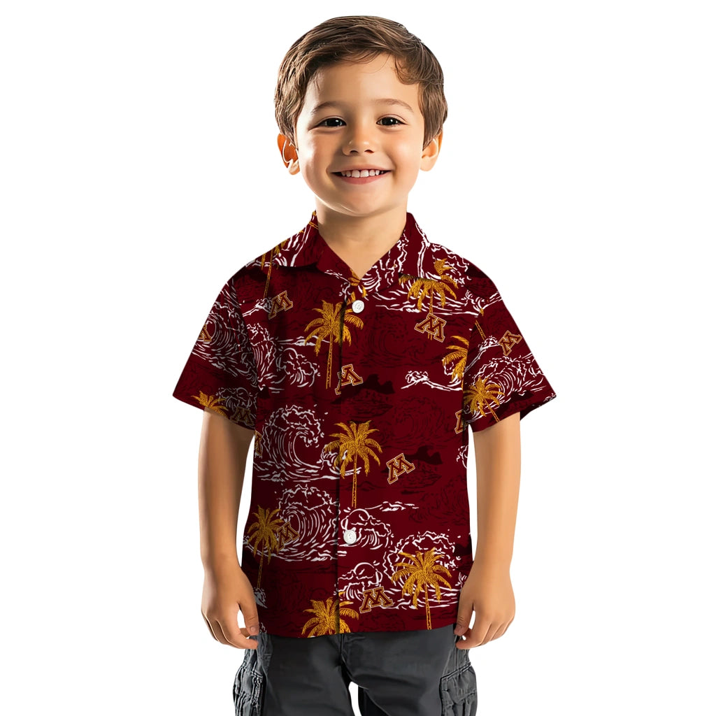Minnesota Golden Gophers Hawaiian Shirt - Wave Palm | Hula Hawaiian Shirts