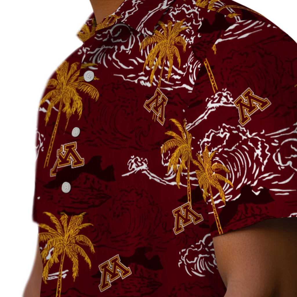 Minnesota Golden Gophers Hawaiian Shirt - Wave Palm | Hula Hawaiian Shirts