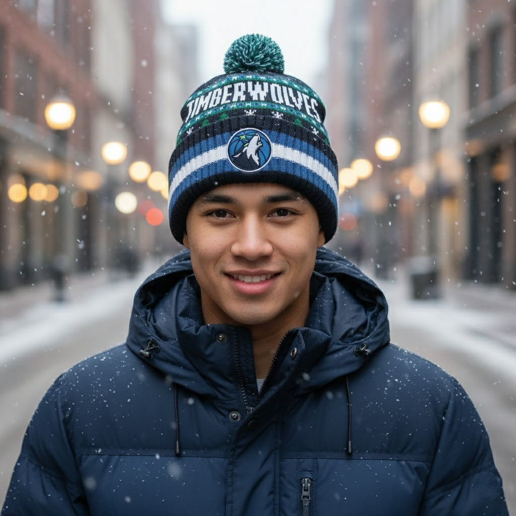 Timberwolves Forest Frost Ugly Sweater Pattern Beanie - 2025 NBA Cozy Winter Fan Cap - LeagueLockerGear