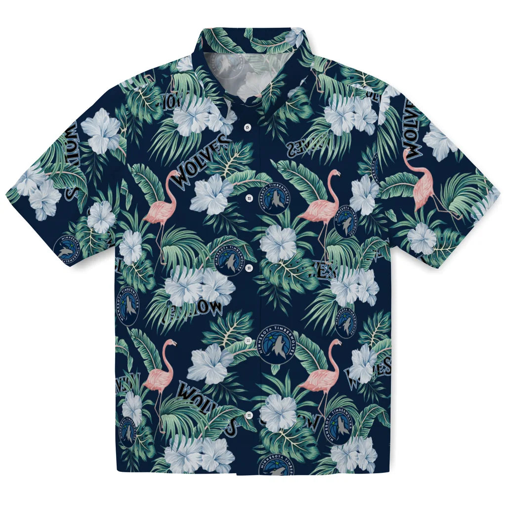 Minnesota Timberwolves Hawaiian Shirt - Flamingo and Hibiscus | Hula Hawaiian Shirts