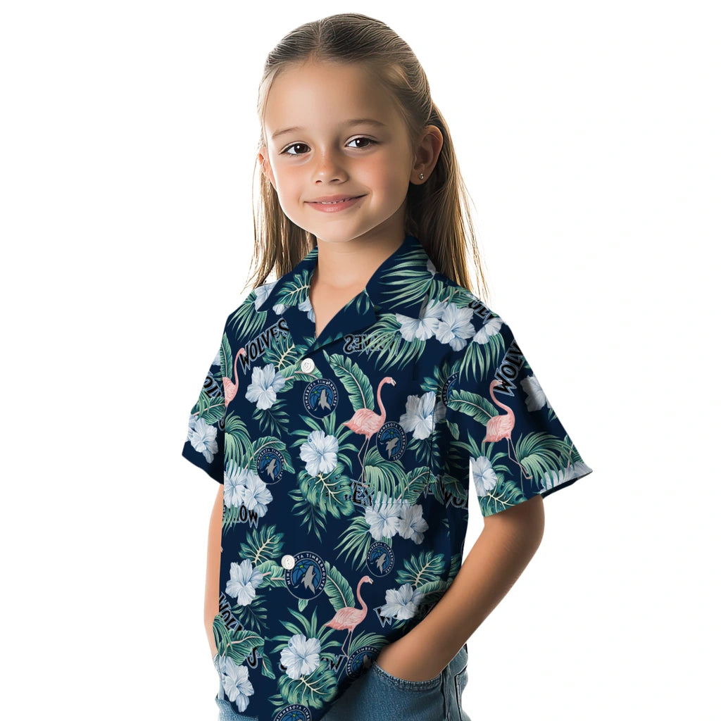 Minnesota Timberwolves Hawaiian Shirt - Flamingo and Hibiscus | Hula Hawaiian Shirts