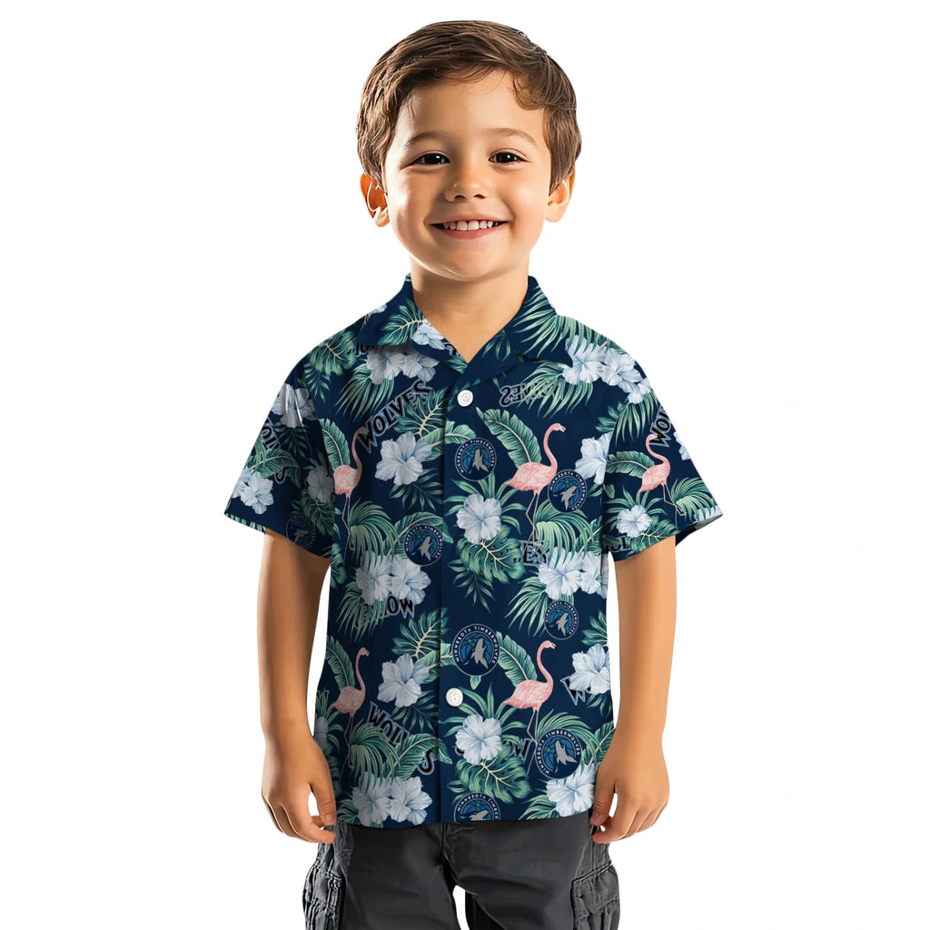 Minnesota Timberwolves Hawaiian Shirt - Flamingo and Hibiscus | Hula Hawaiian Shirts