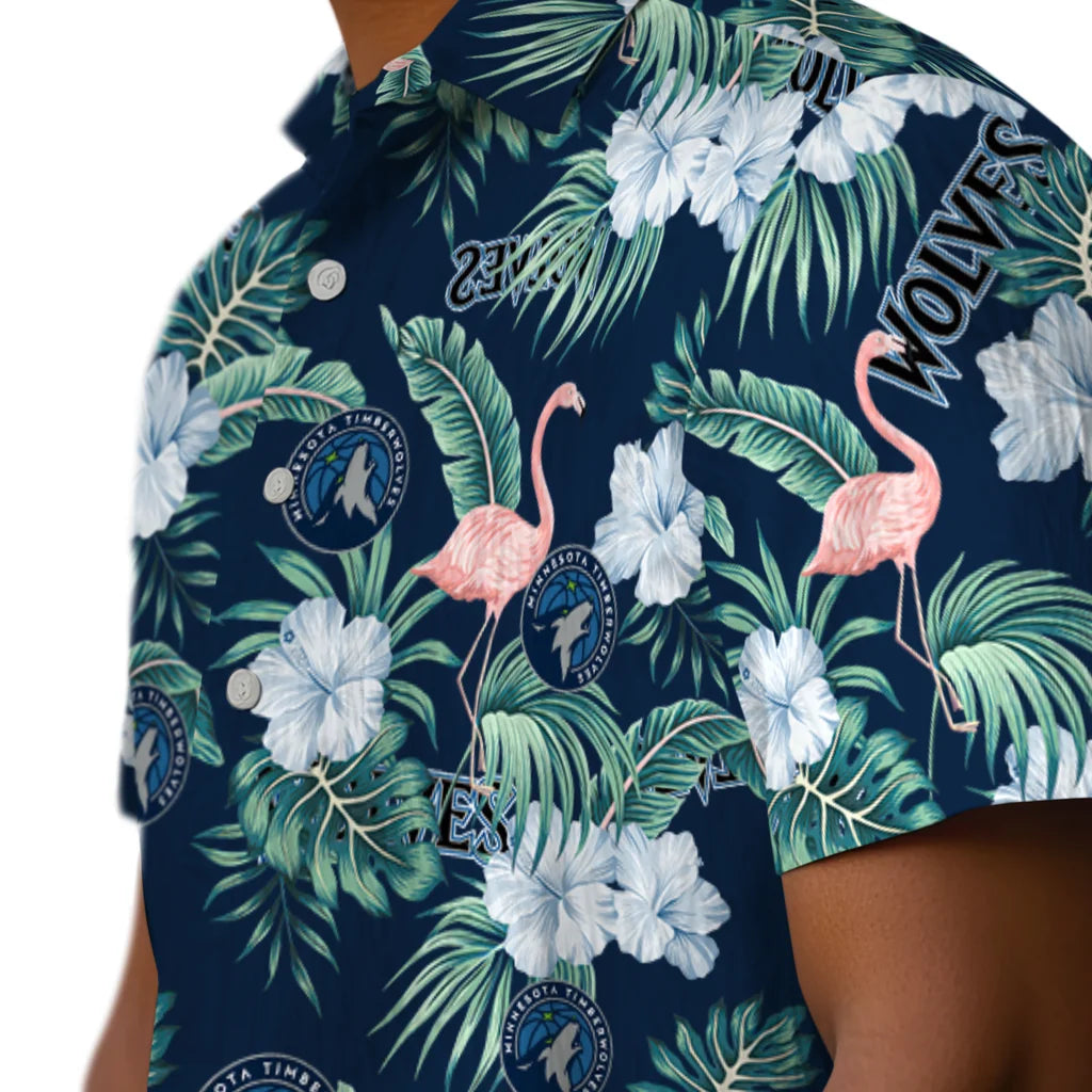 Minnesota Timberwolves Hawaiian Shirt - Flamingo and Hibiscus | Hula Hawaiian Shirts